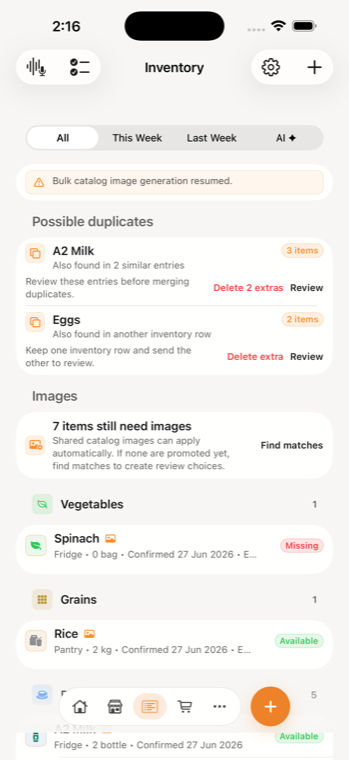 Inventory auto-filled by AI